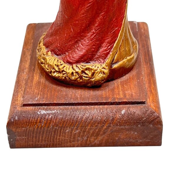 Skinny Santa Claus Figurine Handpainted Wreath Wooden Base Holiday Rustic - Picture 8 of 11